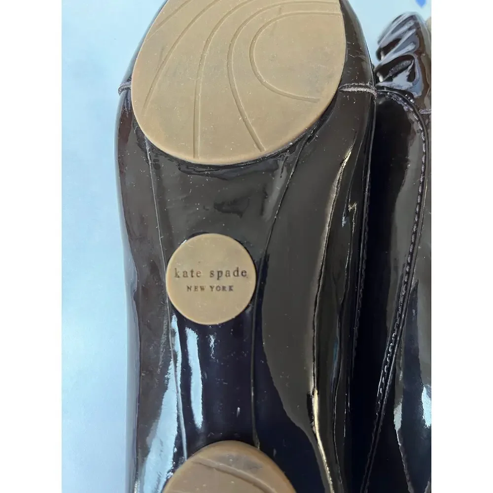 Kate Spade | Women's Sz 6 Patent Leather Lacey Loafer Dk Brown